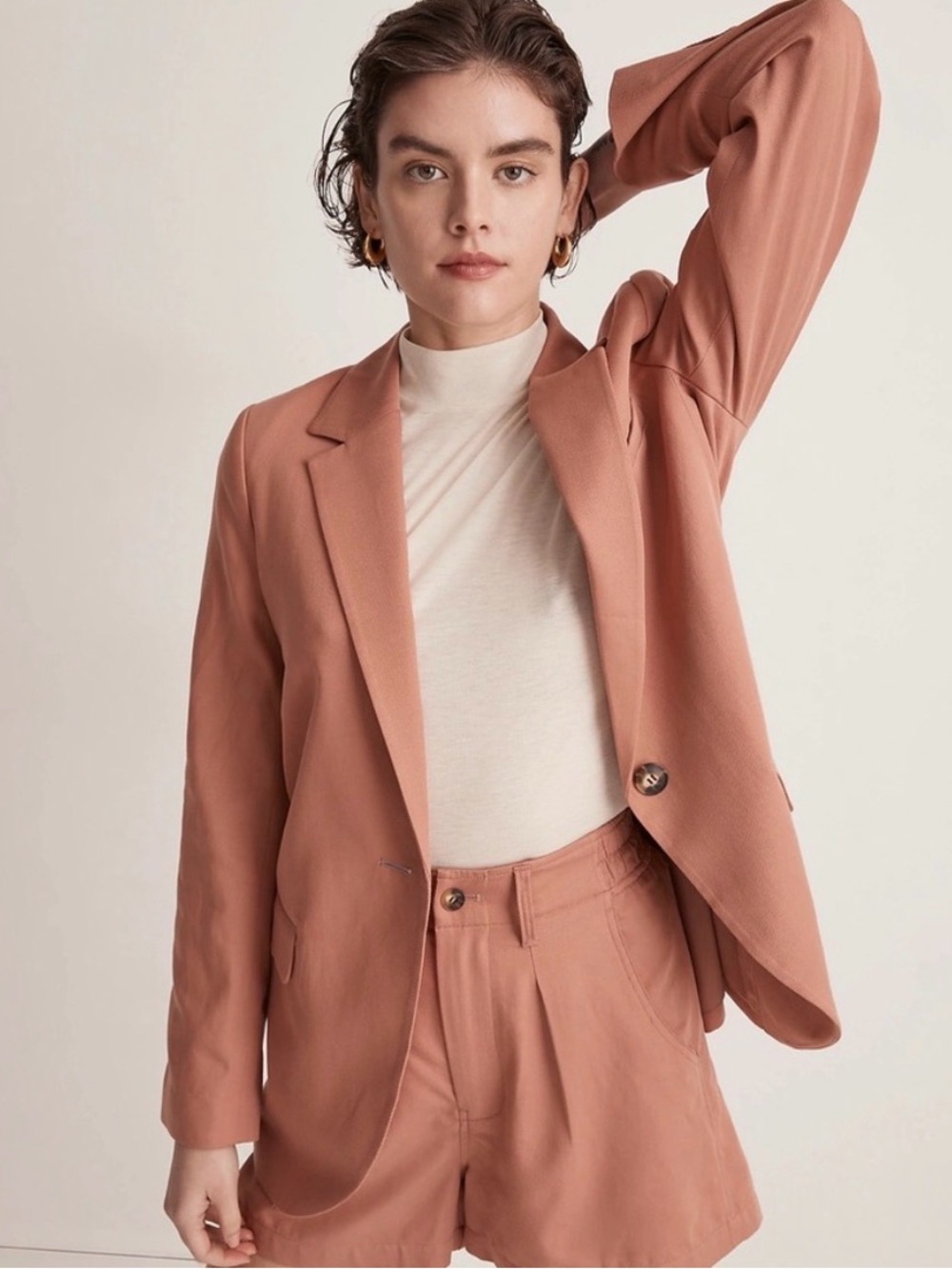 NWT Madewell Drapeweave Larson Dried Rose blazer (size S) + pant (size 4)